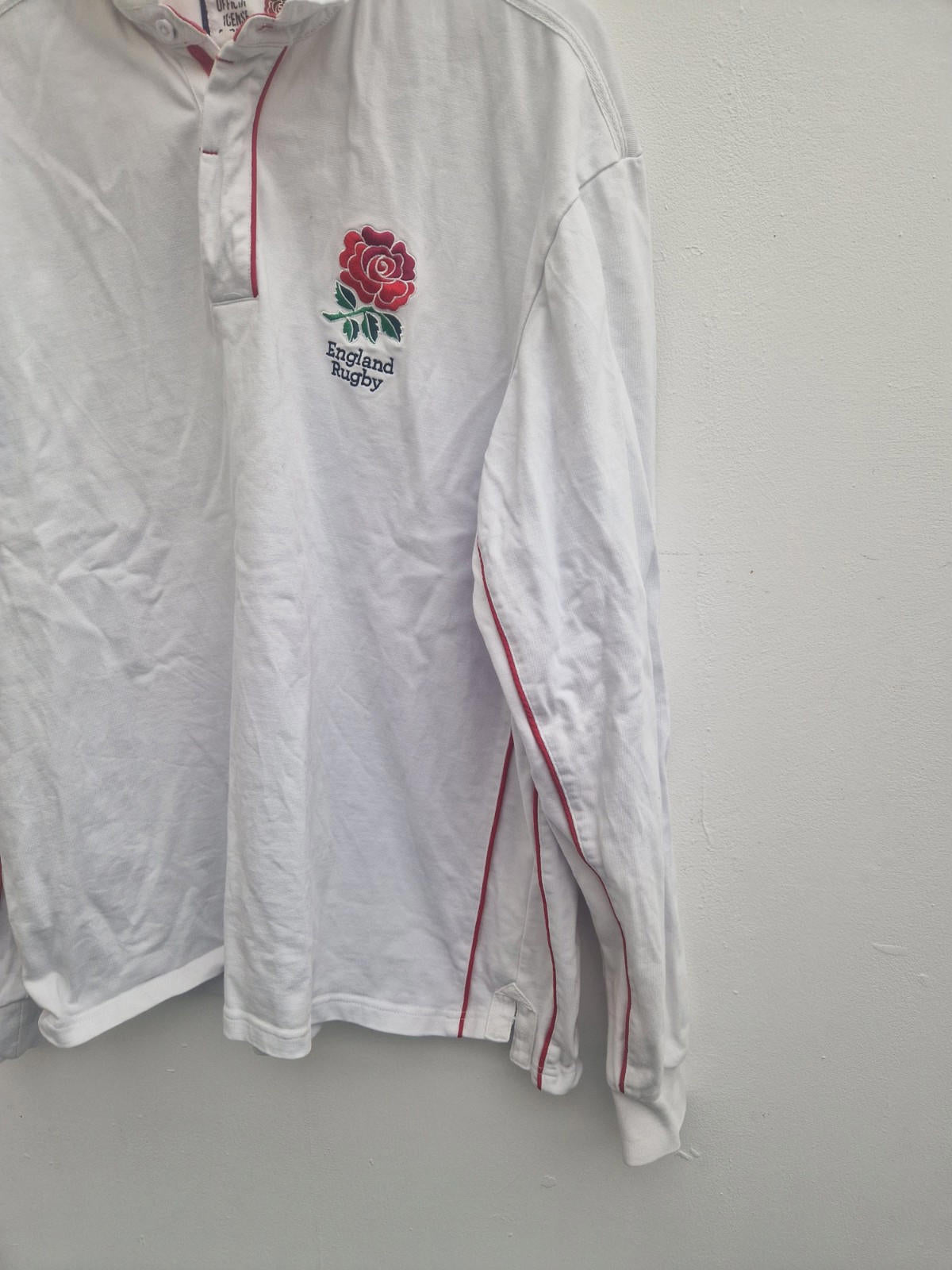 England For The Glory RFU Classic White Rugby Red Trim 3xl Official Licensed