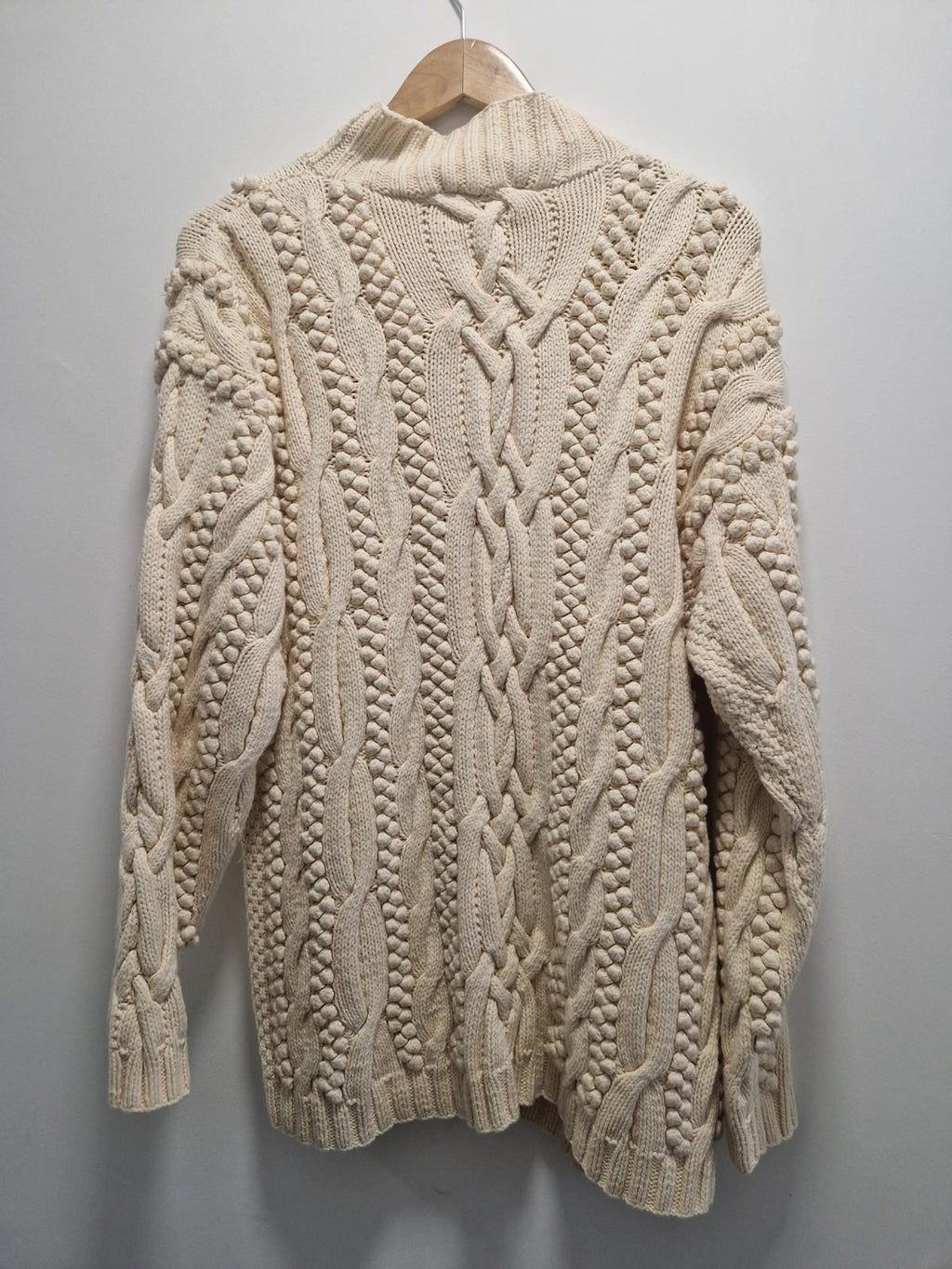 Vintage 90s Joseph Tricot Heavyweight  Cream 100% Cotton Cable Knit Jumper Uk M
