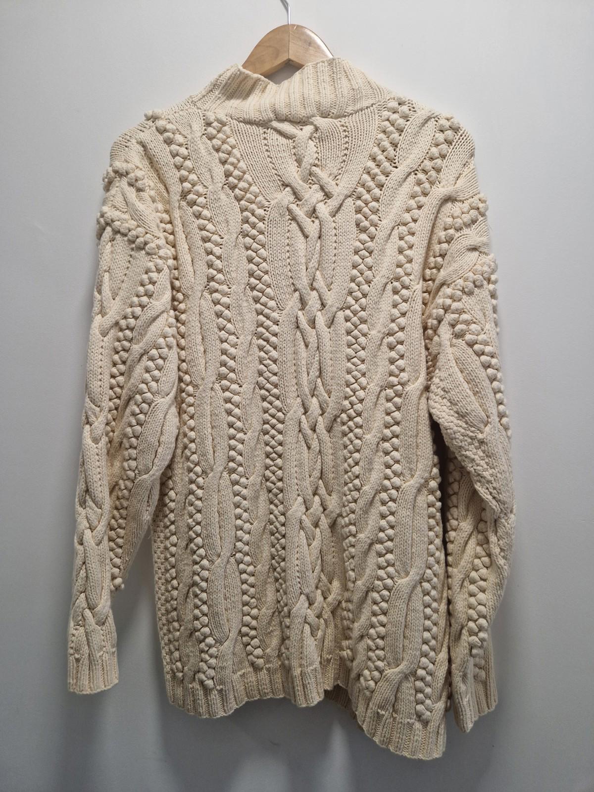 Vintage 90s Joseph Tricot Heavyweight  Cream 100% Cotton Cable Knit Jumper Uk M