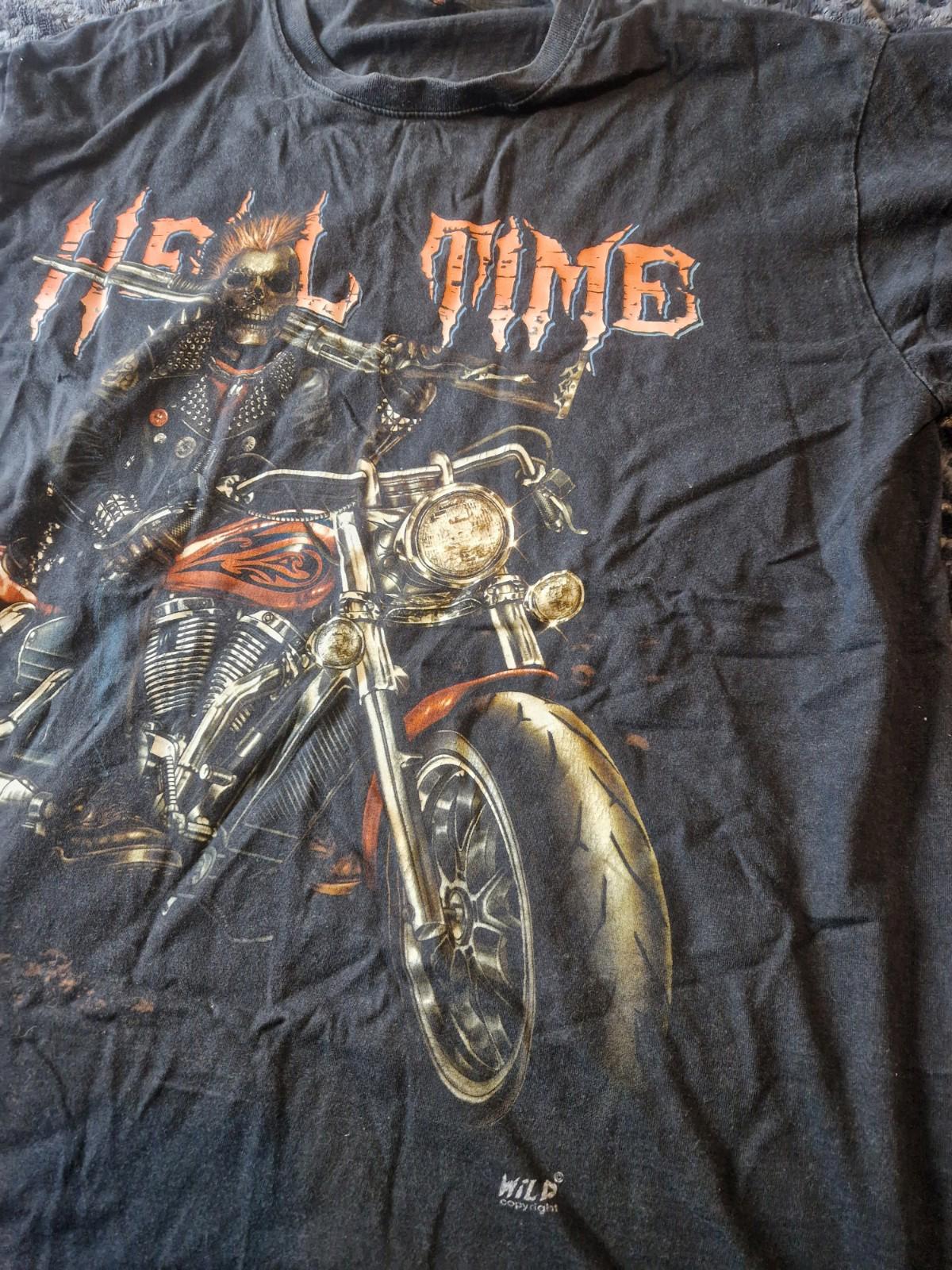 Hell Time Heavy Metal Biker Graphic T-shirt  Uk Size Xl On A Wild Tag Vgc