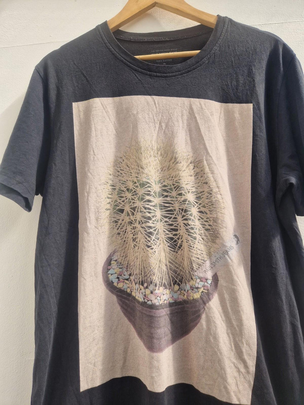Paul Smith Cactus Print Graphic T- Shirt Made From Pima Black Cotton  Uk M Gc