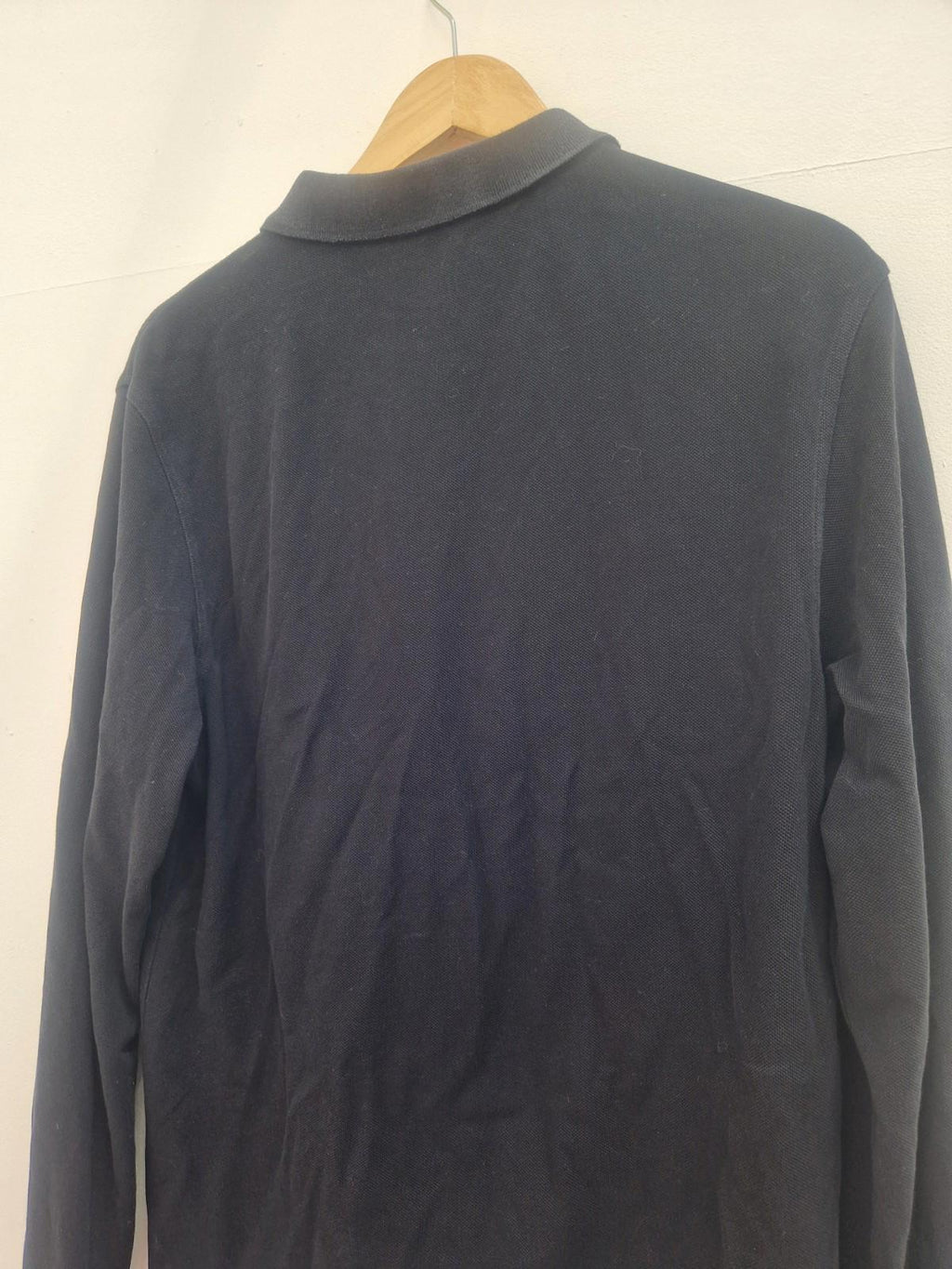 Fred Perry Mens Long Sleeve 100% Cotton Polo Shirt In Black Uk Size L Vgc