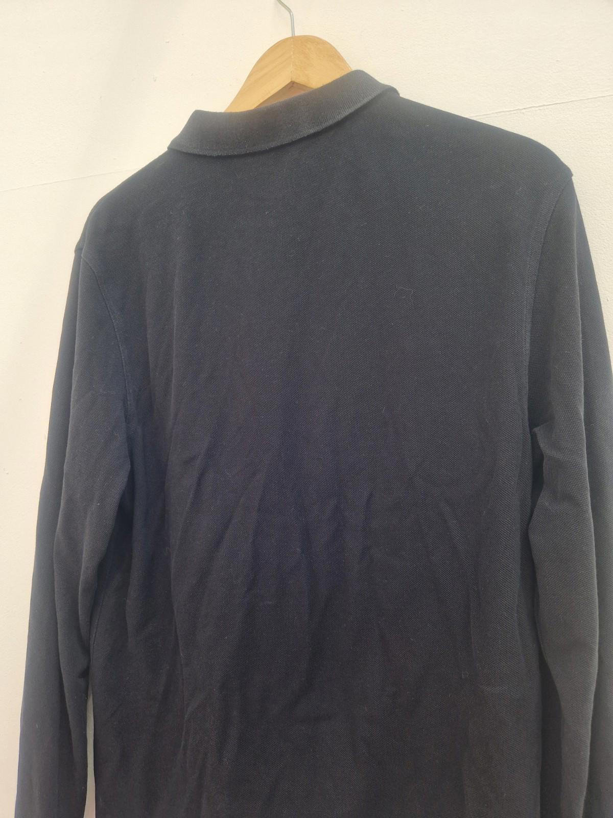 Fred Perry Mens Long Sleeve 100% Cotton Polo Shirt In Black Uk Size L Vgc