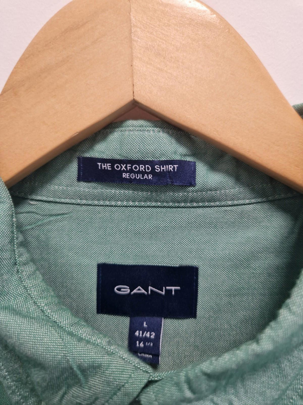 Gant Mens Oxford Full Button Shirt Long Sleeve Green 100% Cotton Uk L Gc