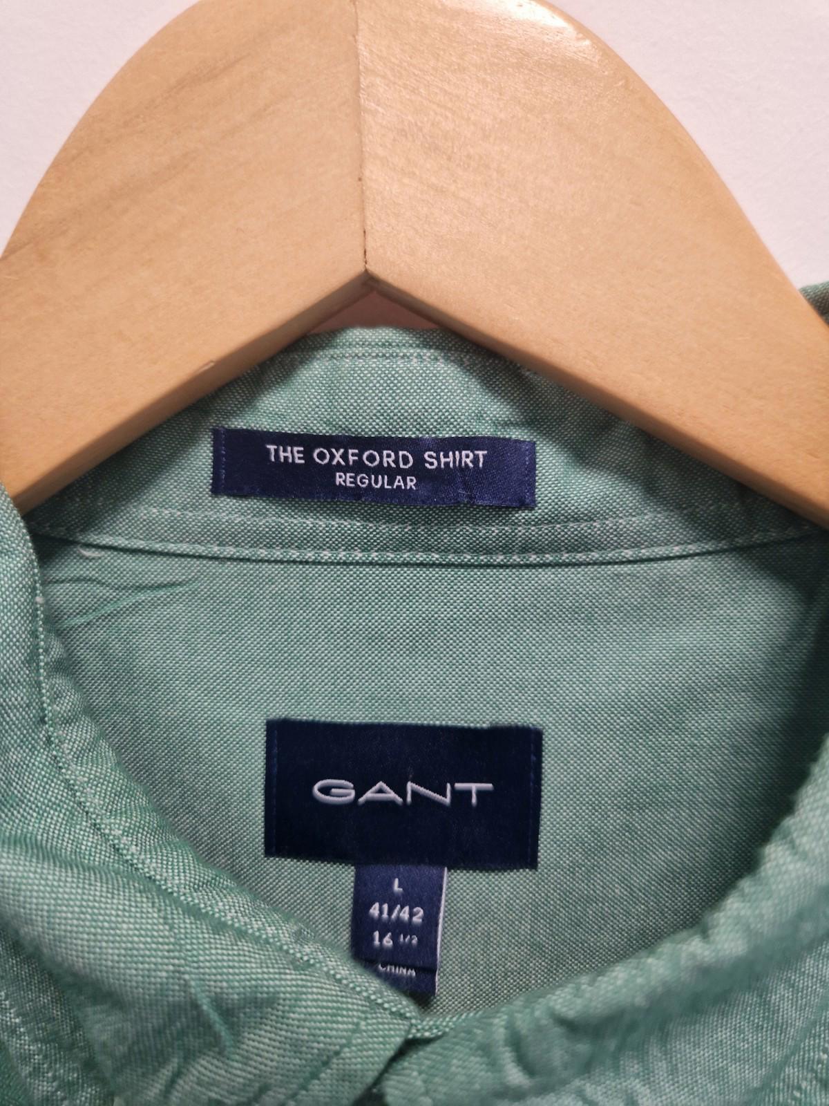 Gant Mens Oxford Full Button Shirt Long Sleeve Green 100% Cotton Uk L Gc