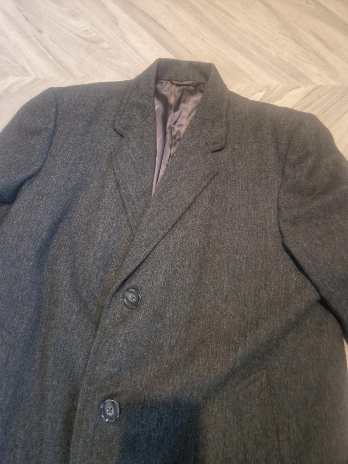 Vintage West Of England Burton  Mens Grey Wool Long Overcoat 40" Chest Uk M Vgc