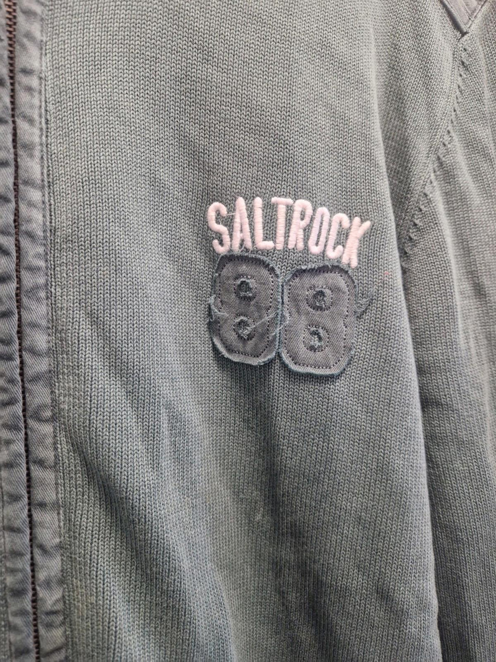 Y2k Saltrock zip-up knit sweatshirt/cardigan Green Uk Size Large 100% Cotton  Gc