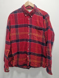 Barbour John Tr Red Checked Flannel Full Button  Shirt Smart Casual Uk Xl Gc