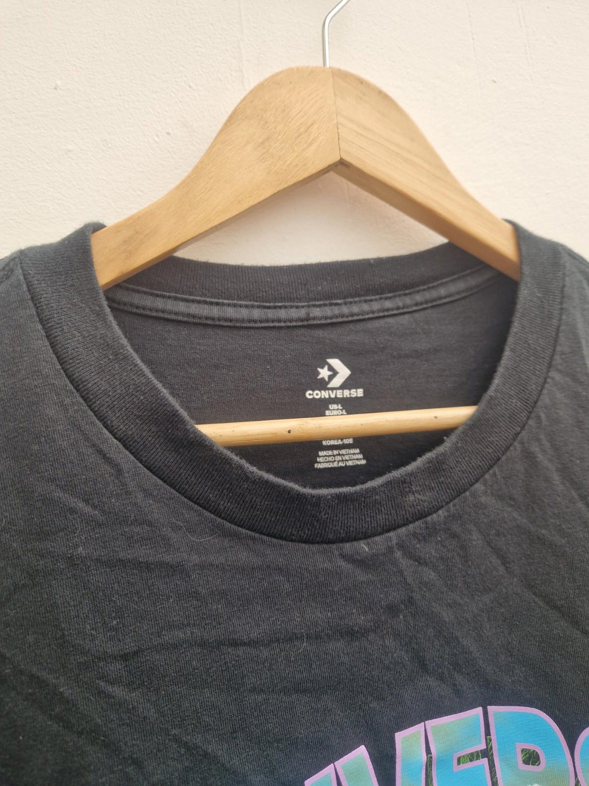 Converse Tie Die Front Spell Out Black Short Sleeved  T- Shirt Gc Uk Size L
