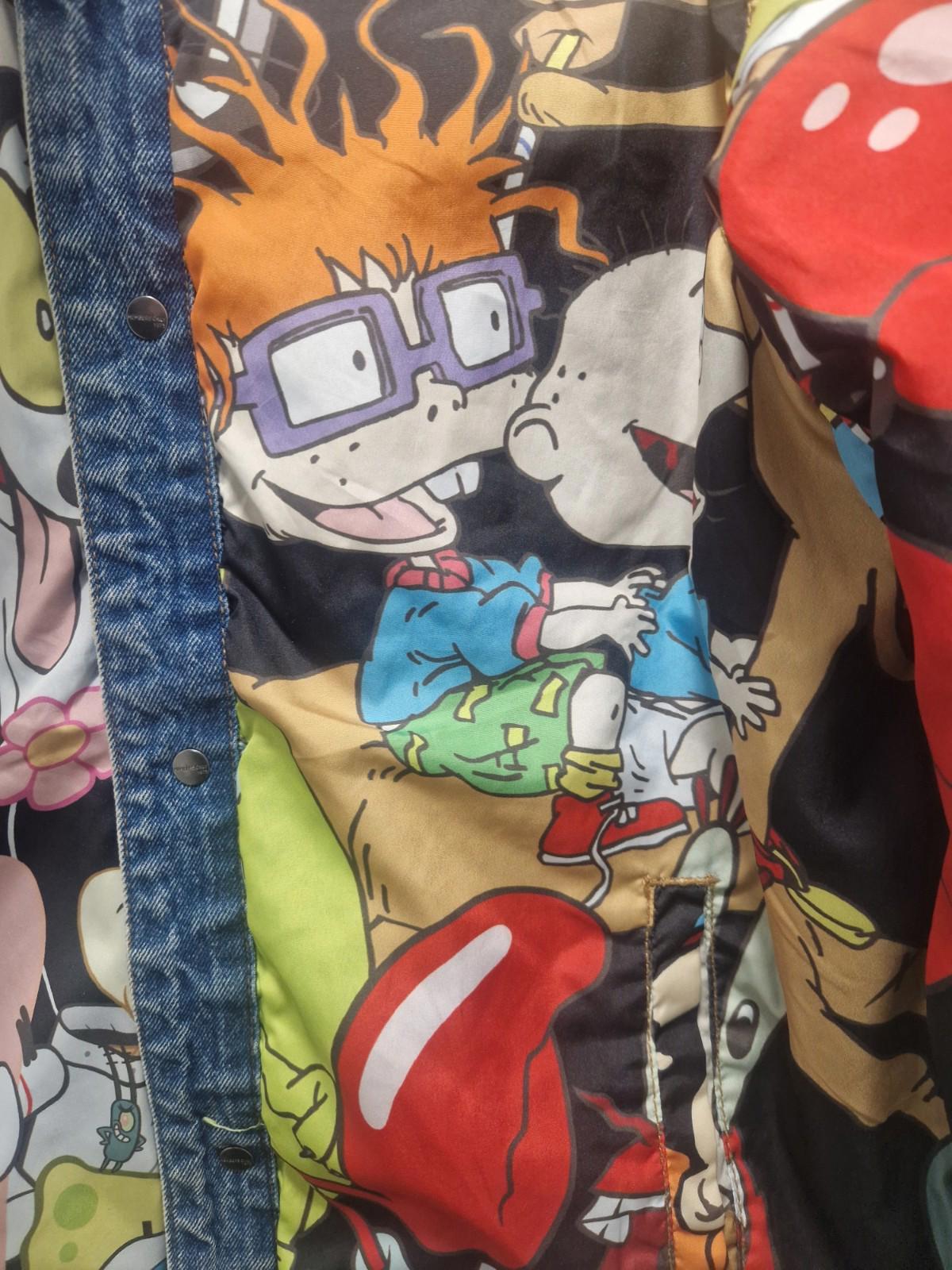 Nickelodeon 90’s Cartoon Mash Print Reversible  Jacket Size L Mens Members Only