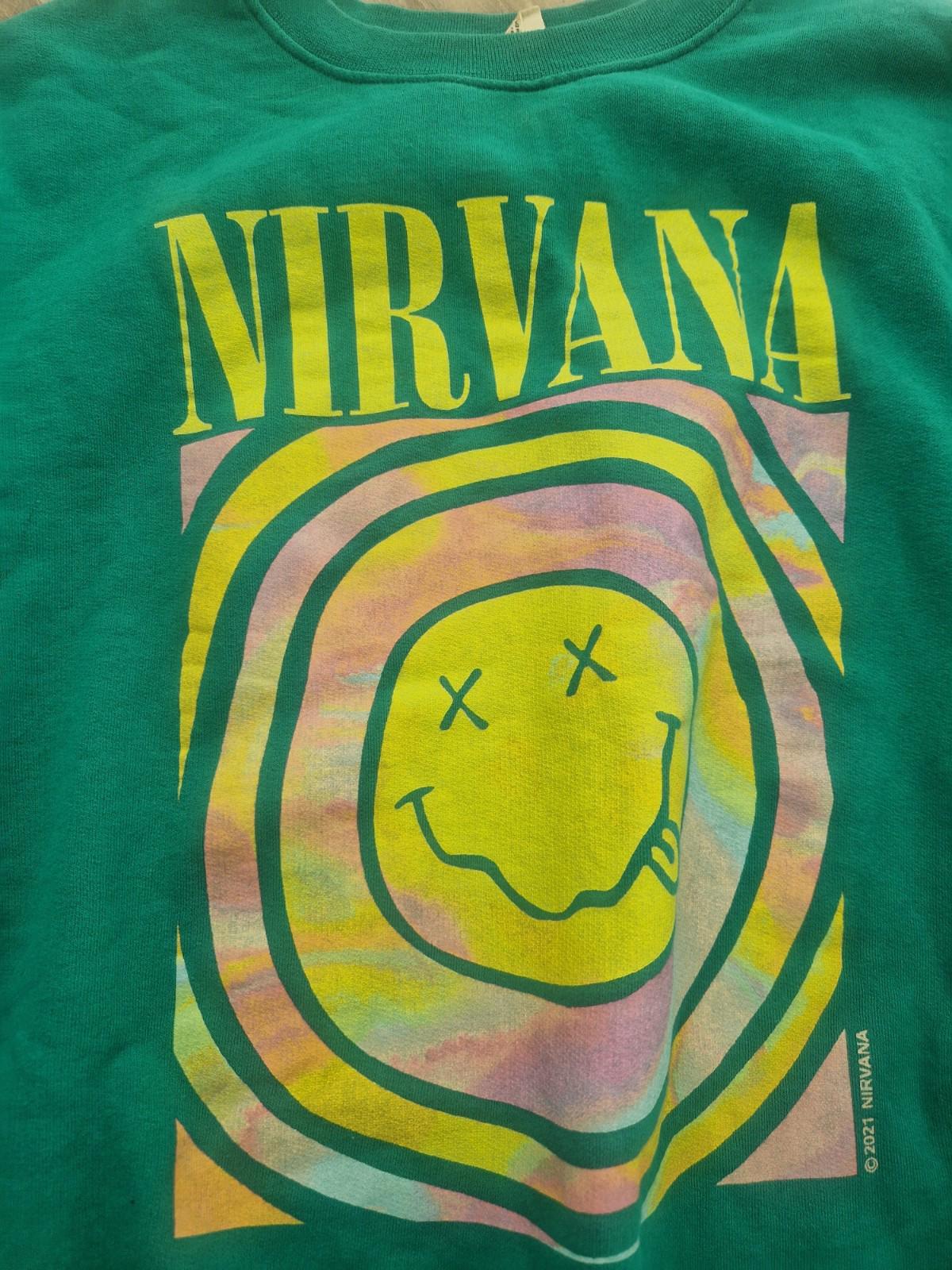 Urban Outfitters X Nirvana Oversized Sweatshirt Spiral Face Green Uk M/L Ladies