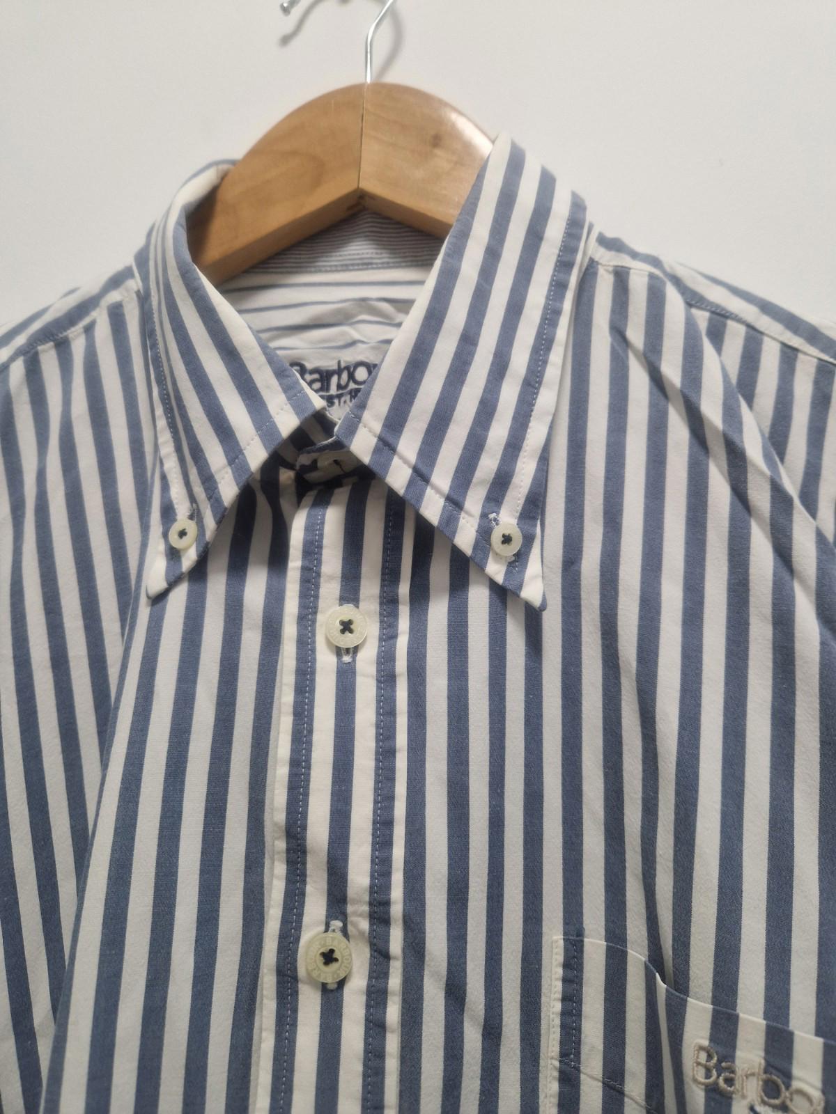 Barbour Mens Blue & White 100% Cotton Full Button Shirt Uk L Gc