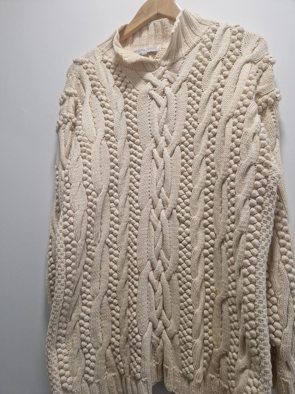 Vintage 90s Joseph Tricot Heavyweight  Cream 100% Cotton Cable Knit Jumper Uk M