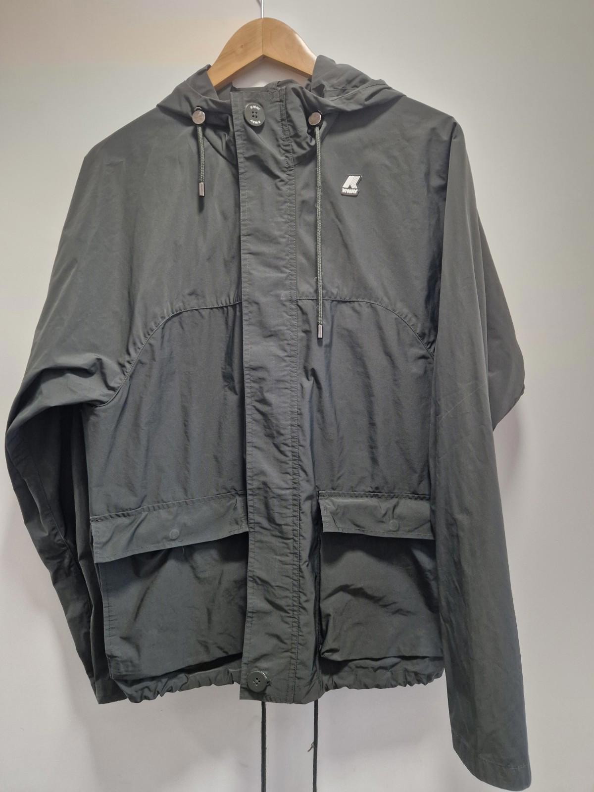 K- Way Bruno Poly Canvas Black Lightweight Hooded Packdown Jacket Uk Medium  Gc