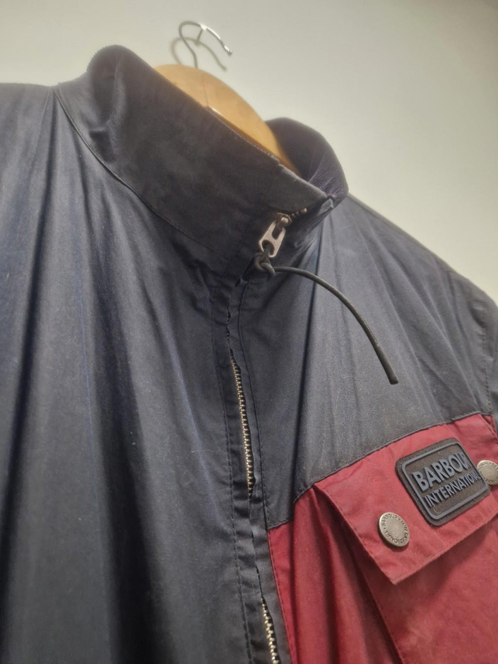 Barbour International 4oz Lightweight  Mayer Wax Jacket Red & Black Uk Xxl Gc