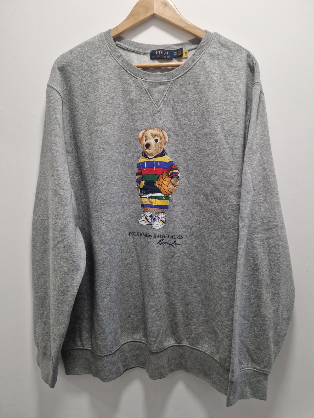 Ralph Lauren polo bear Crew Neck sweater Grey With Basketball Bear Uk Xxl  Gc