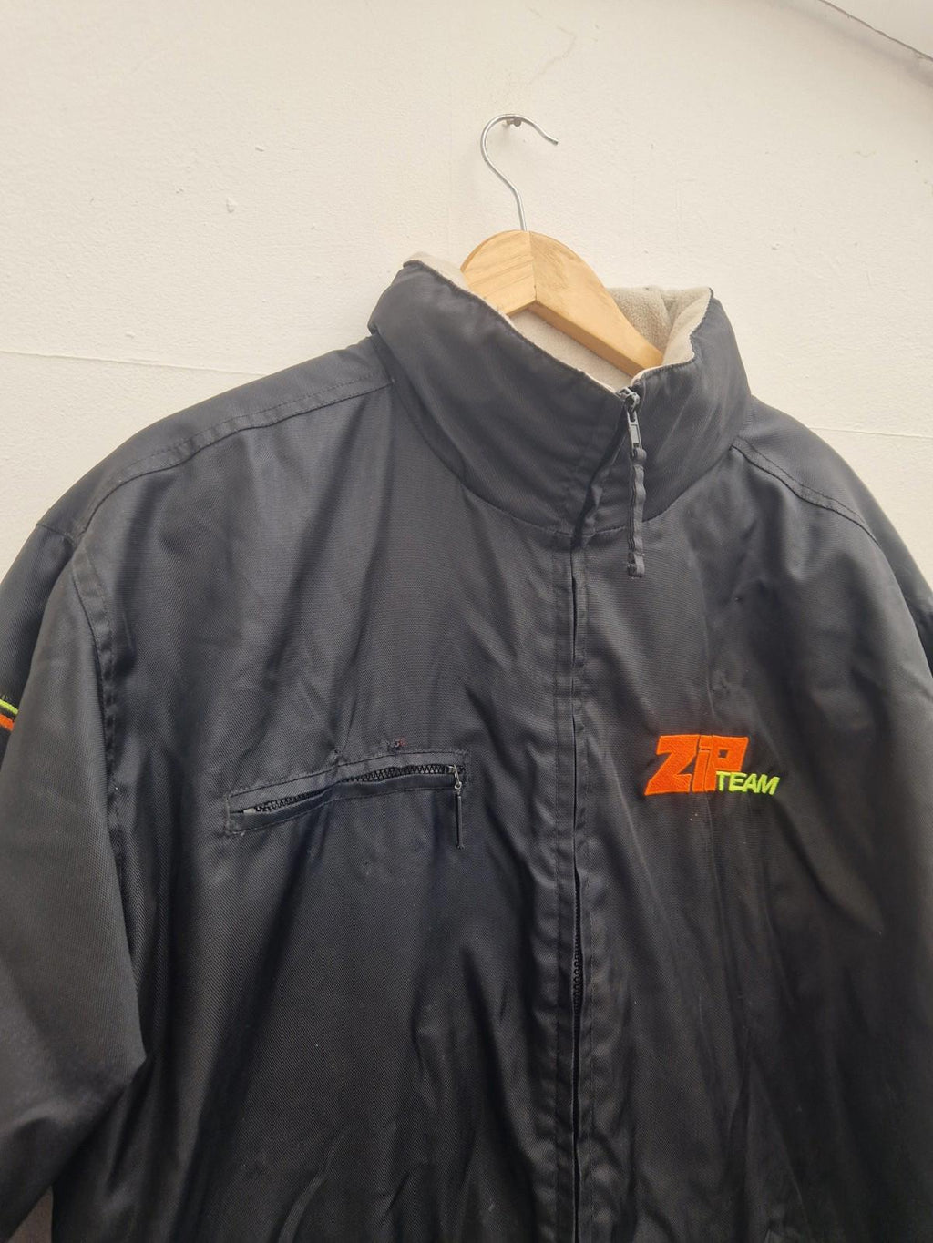 Zip Team Young Guns Go Karting Crew Fleece Lined Black Jacket  Uk Size  L Vgc