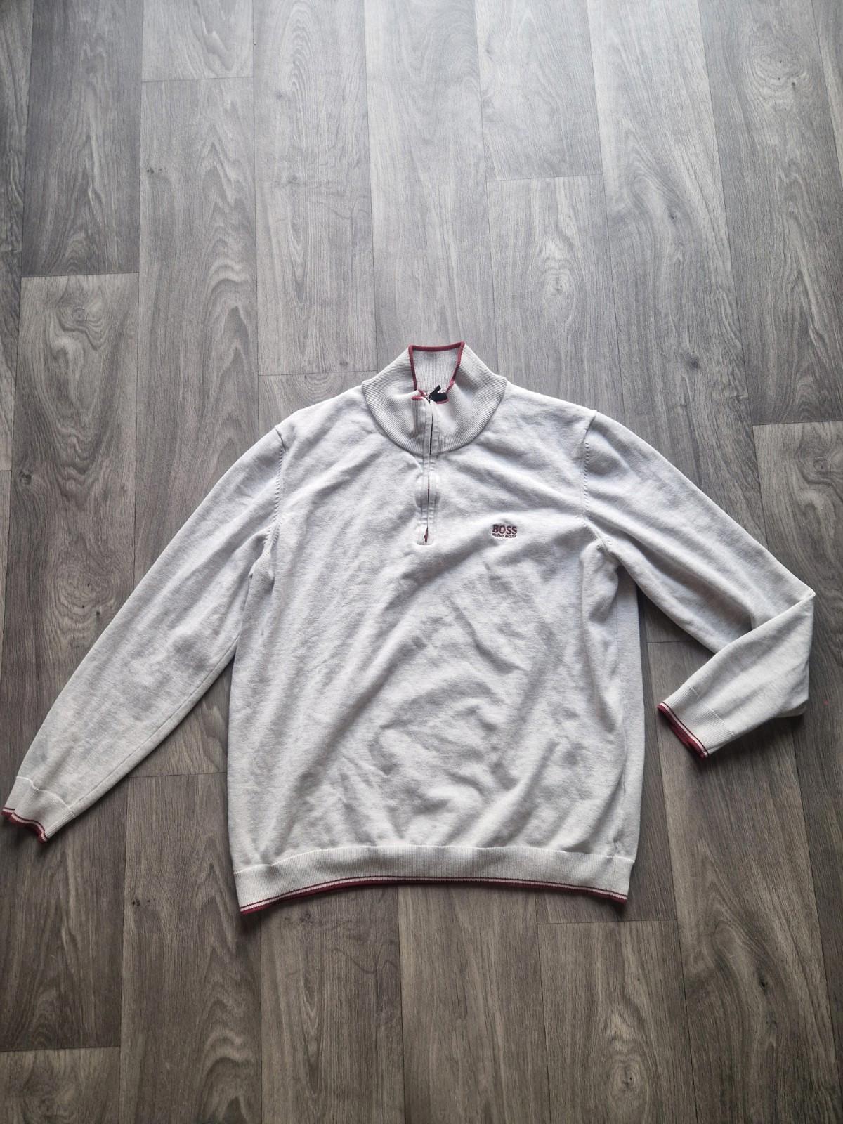 Hugo Boss Grey Quarter Zip Sweatshirt Jumper Uk Size Xxl Slim Fit Vgc