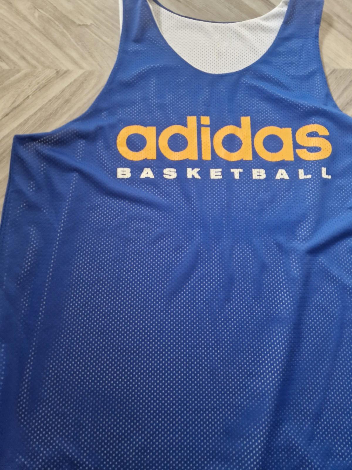 Vintage Rare Adidas  Basketball  Reverse Jersey Pit To Pit 24.5 Uk Size Xl Vgc