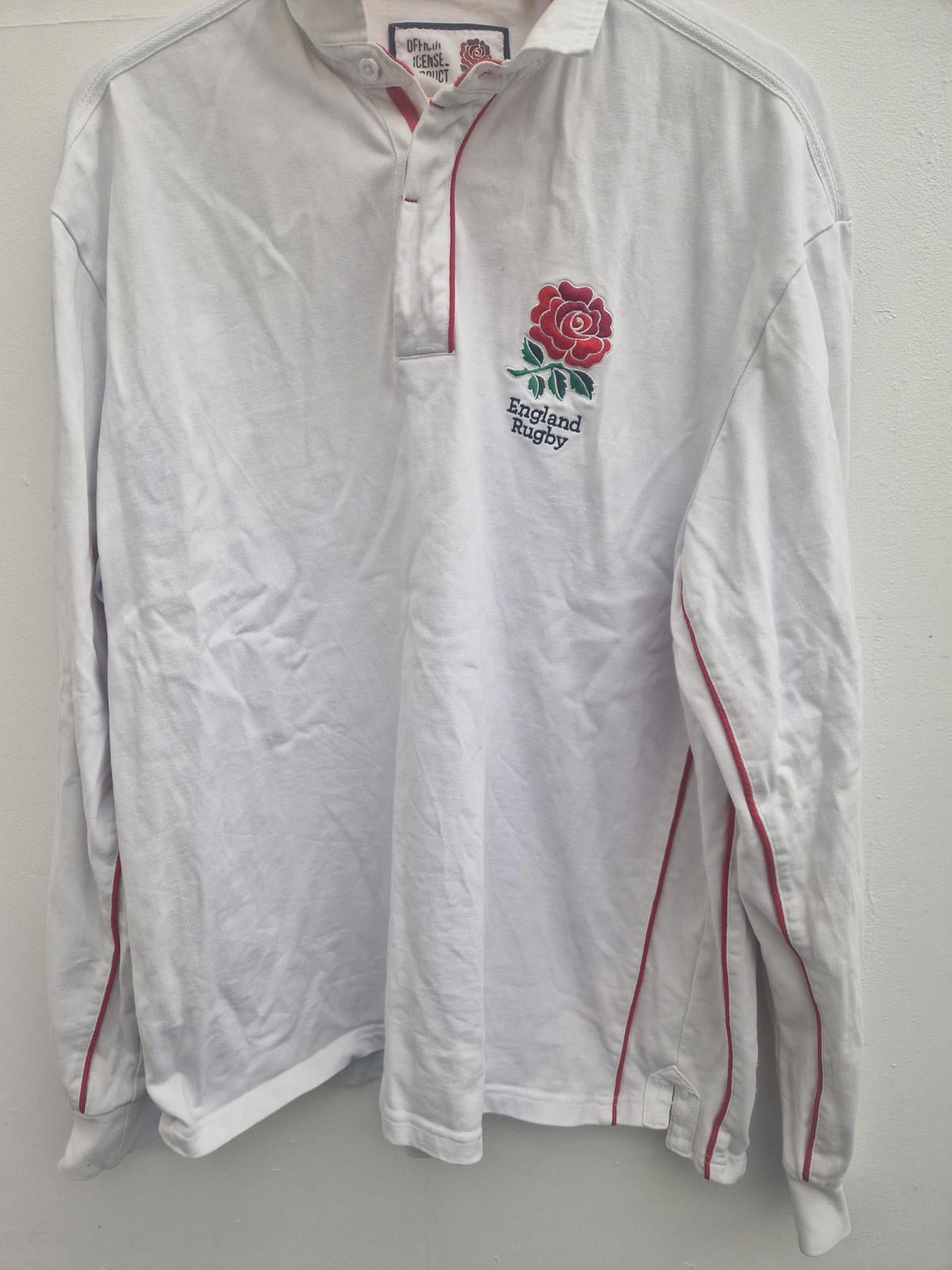 England For The Glory RFU Classic White Rugby Red Trim 3xl Official Licensed