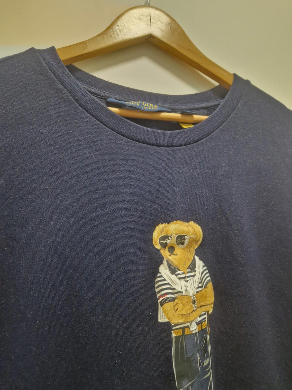 Ralph Lauren Polo Bear Crew Neck Navy Sweater  Golf Bear  Uk Xxl Preowened Gc