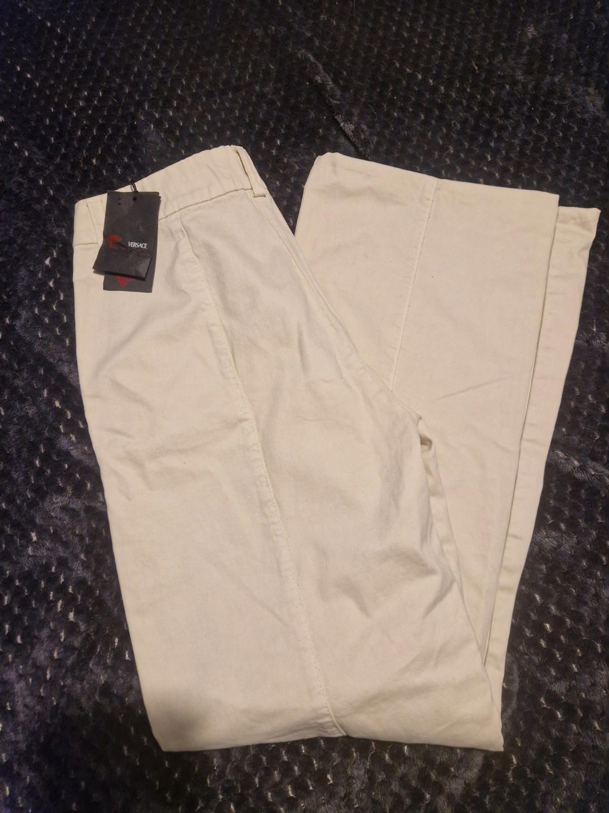 versace Ladies  Cream Trousers  Size 42 Uk Size 10 New With Tags