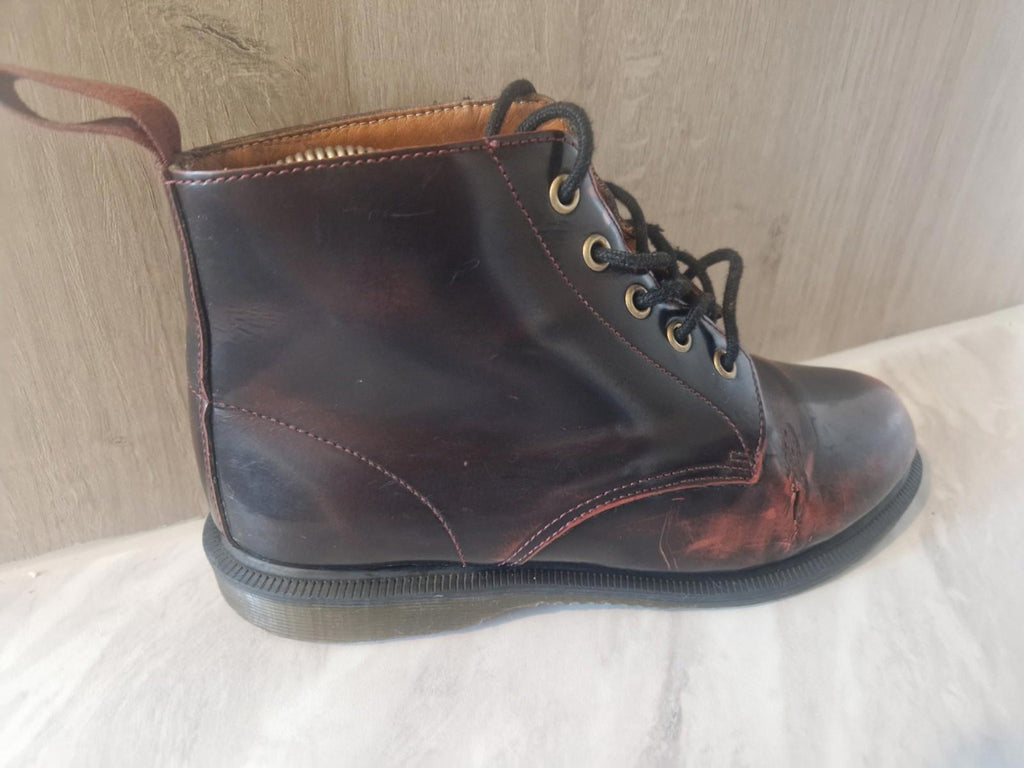 Dr Martens Emmeline UK Size 5 (EU 38) Womens Dark Red Patent Leather Boots Gc