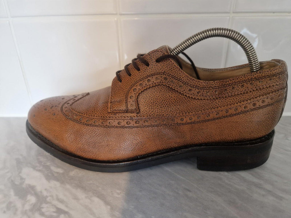 Samuel Windsor Brown Quality Grain Leather Wingtip Brogues Uk Size 8 Gc