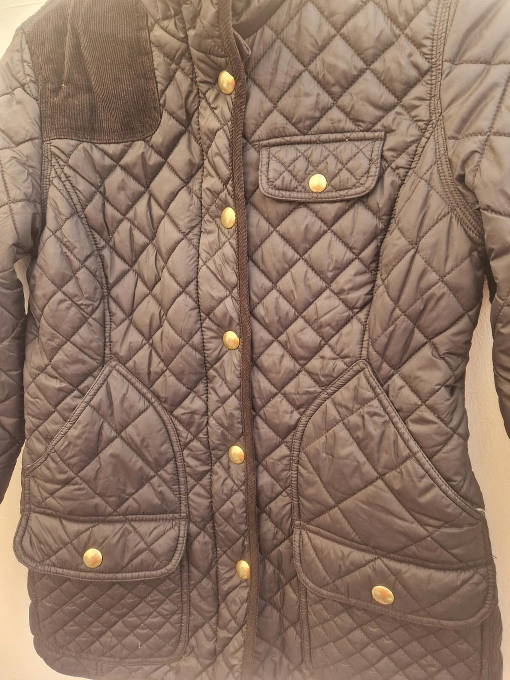 Joules Calverly Ladies Quilted  Navy Blue Coat Uk Size 12 Gc