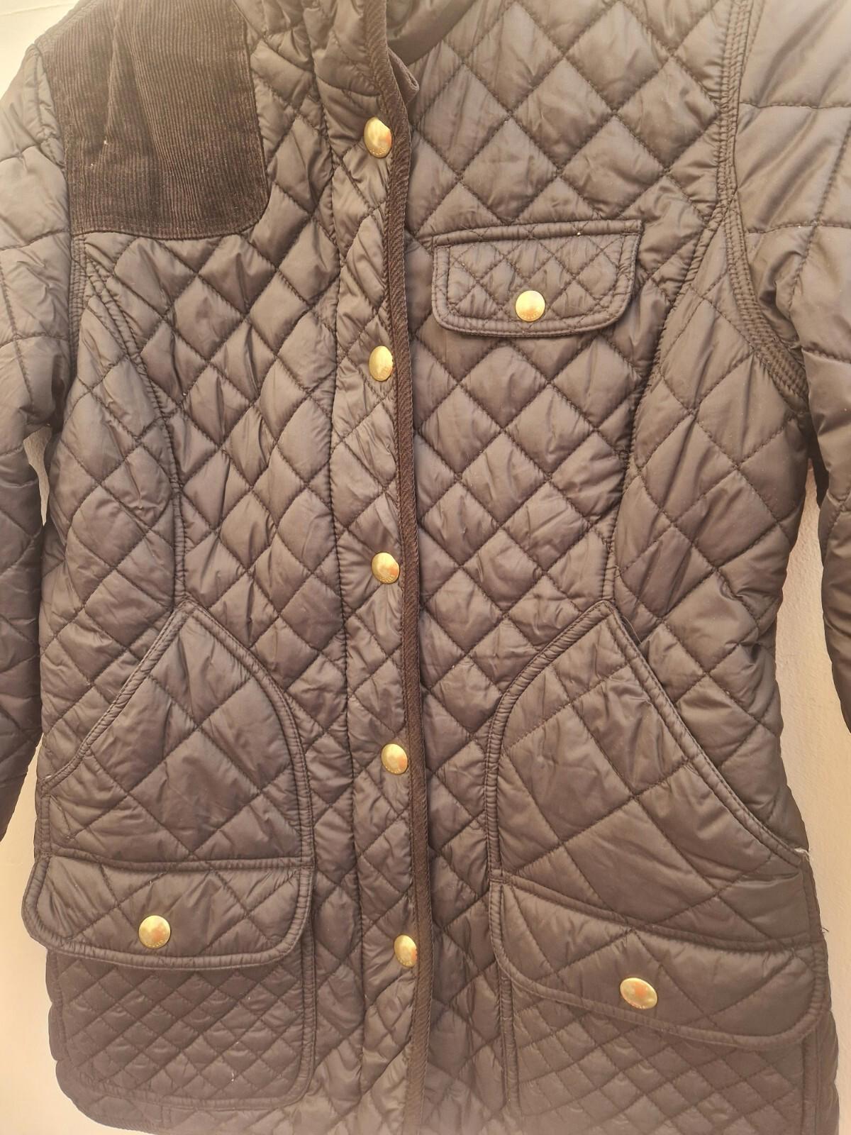 Joules Calverly Ladies Quilted  Navy Blue Coat Uk Size 12 Gc