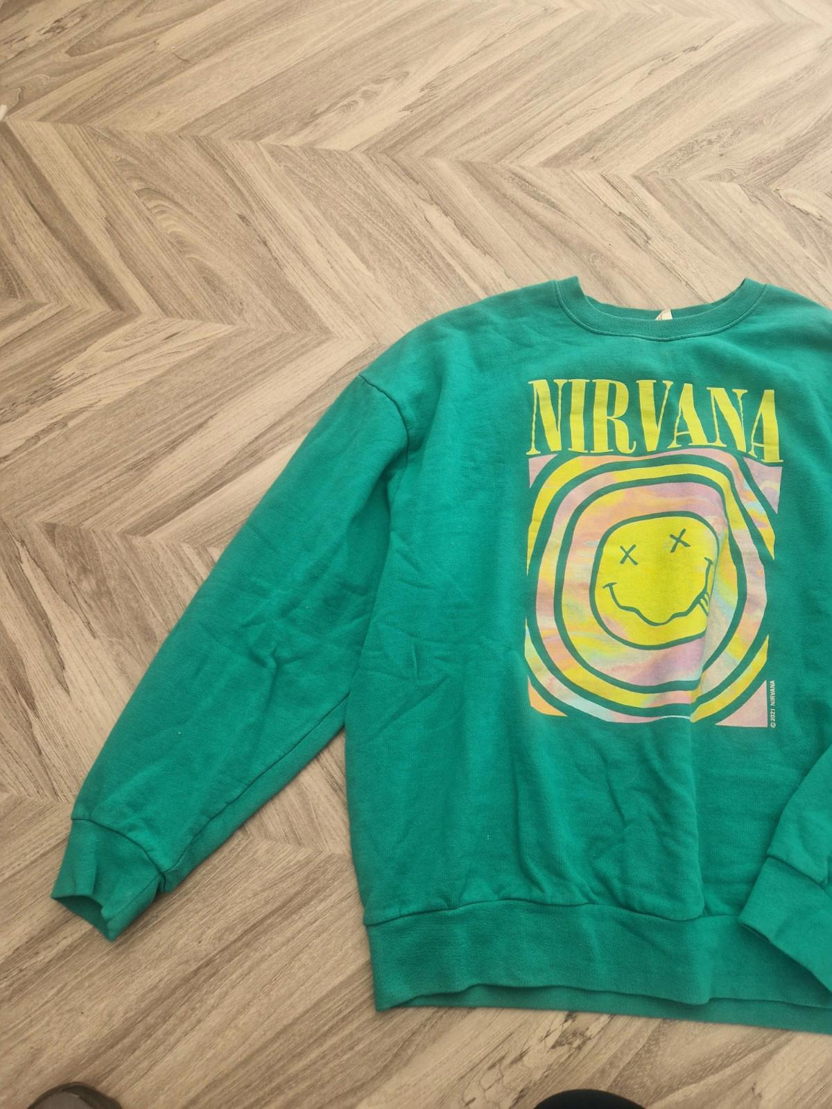 Urban Outfitters X Nirvana Oversized Sweatshirt Spiral Face Green Uk M/L Ladies