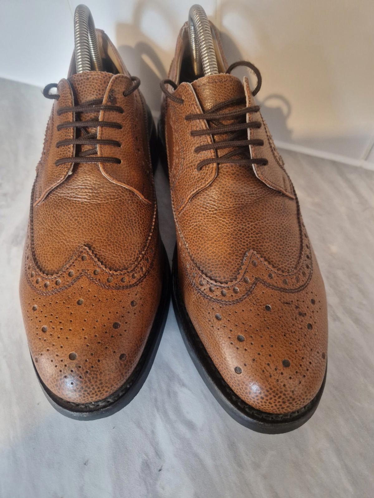 Samuel Windsor Brown Quality Grain Leather Wingtip Brogues Uk Size 8 Gc