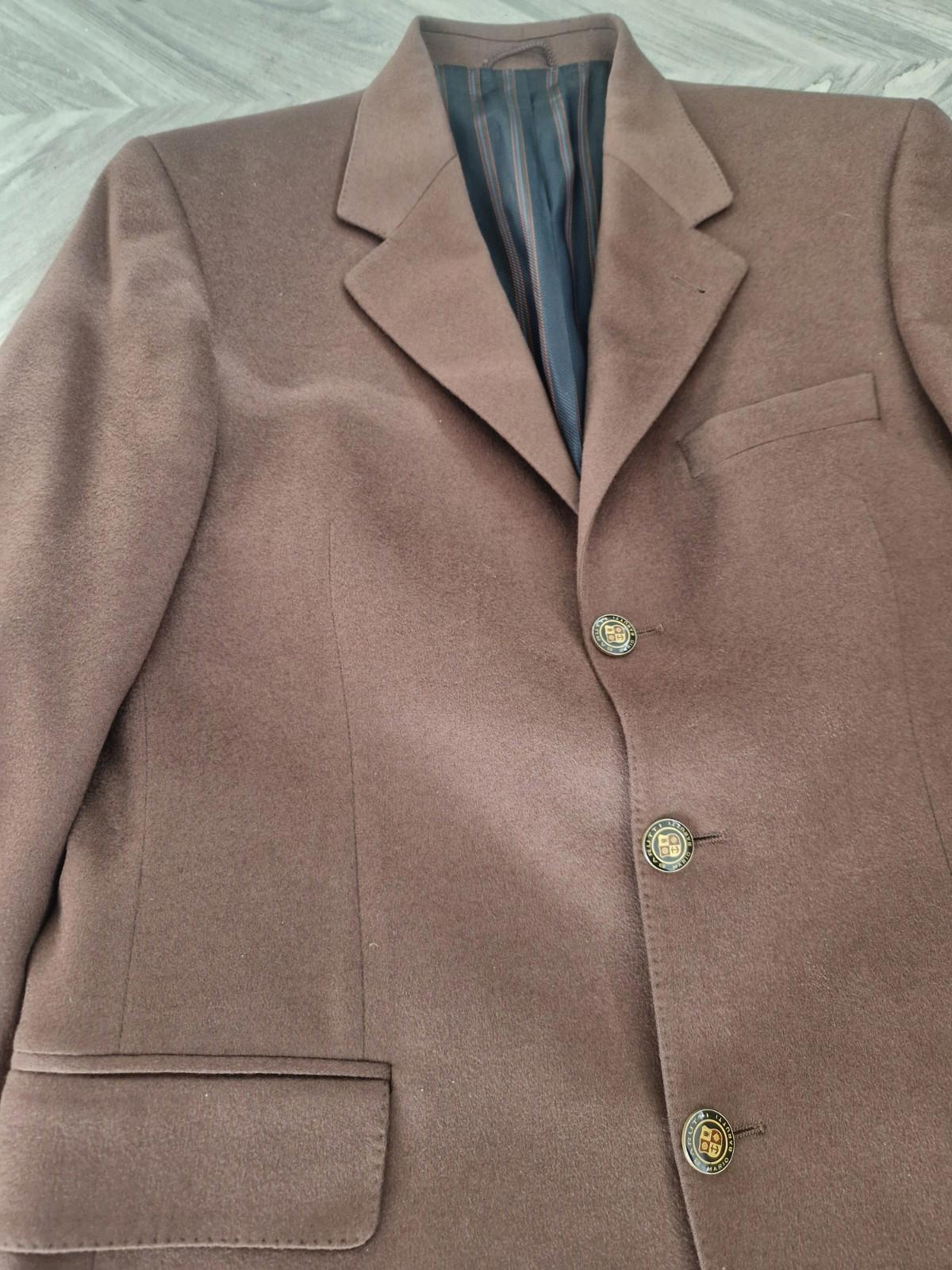 Mario Barutti Ing Loro Paina Italian Wool Cashmere Blend Brown Blazer Jacket 46R