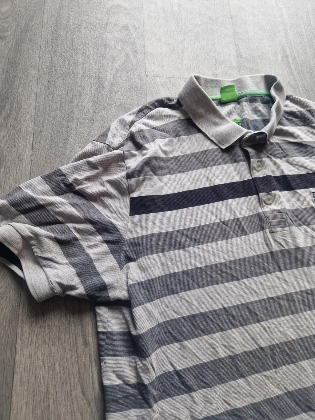Hugo Boss Green Label  Grey Stripes  Polo Shirt  Uk Size Xl Gc