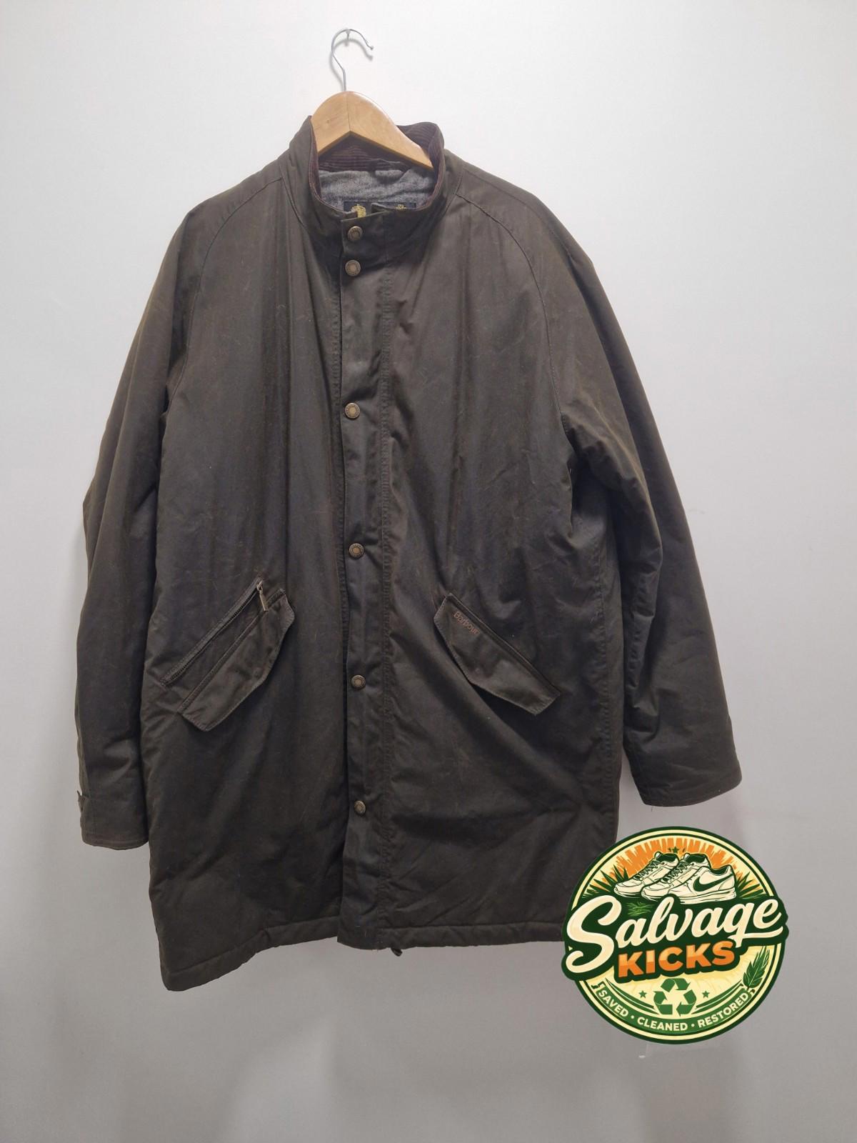 Barbour Hall Brown Wax Country Coat Lined Full Zip & Studs Uk Size Xxl Gc