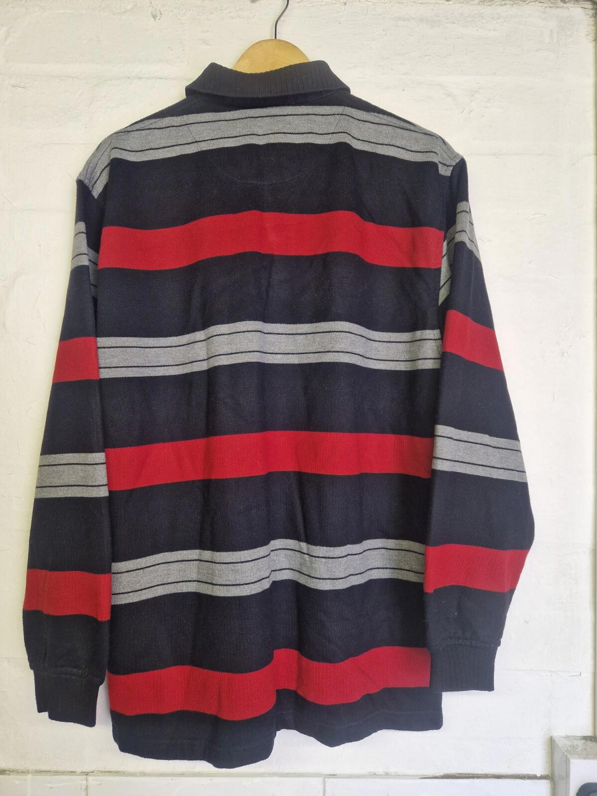 Paul & Shark Yachting Long Sleeve Polo Striped Shirt Fleece Lined Uk Size L Gc