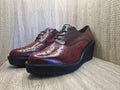 Clarks Narrative Burgundy Leather Game Oval Wedge Heel Shoes Lace Up Uk 8 D Vgc