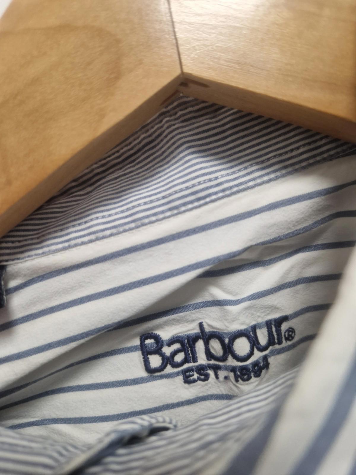 Barbour Mens Blue & White 100% Cotton Full Button Shirt Uk L Gc
