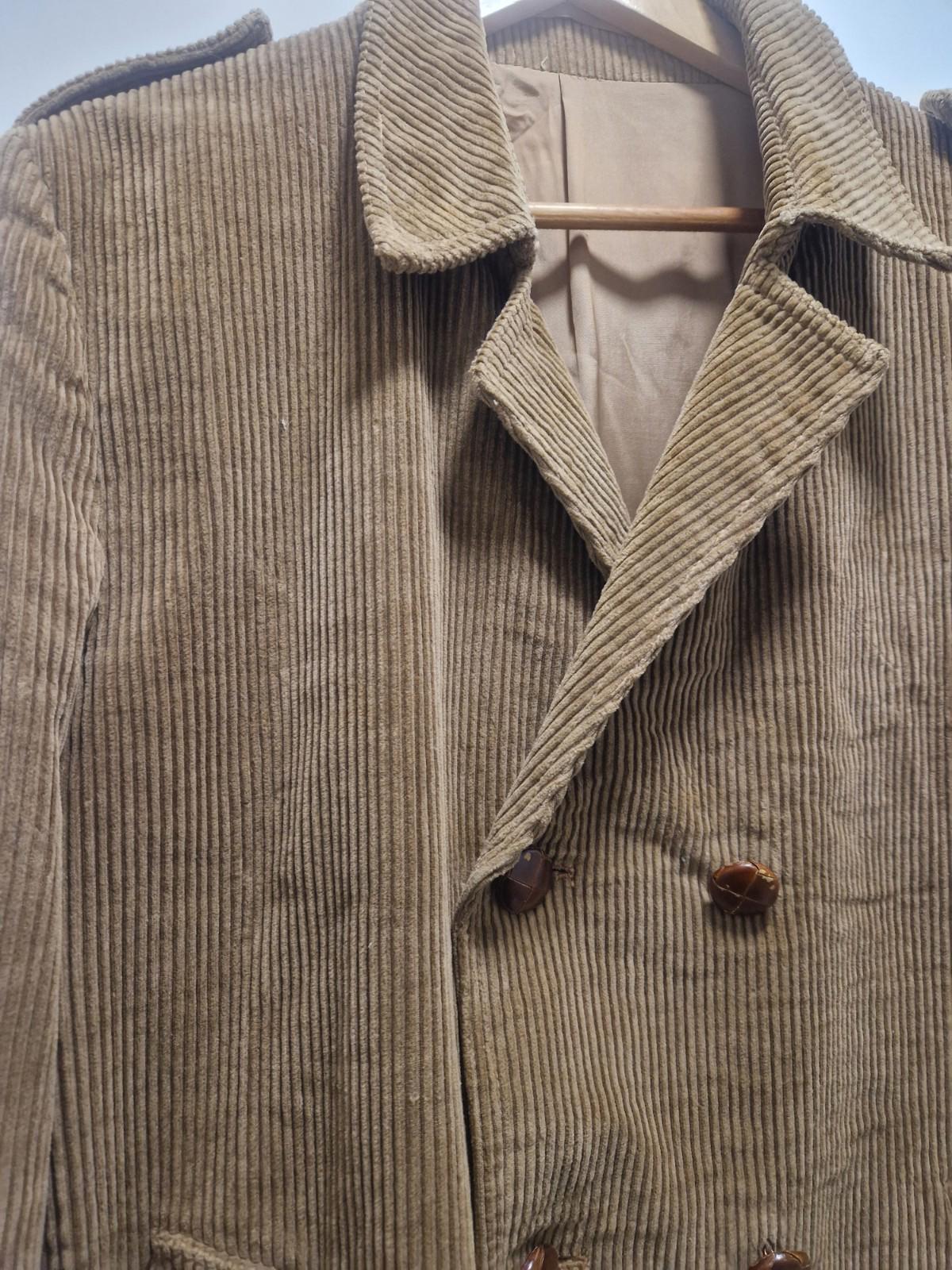 Vintage Dannimac Corduroy Mens Beige Long Overcoat 100% Cotton Pit 2 Pit 21 Uk L