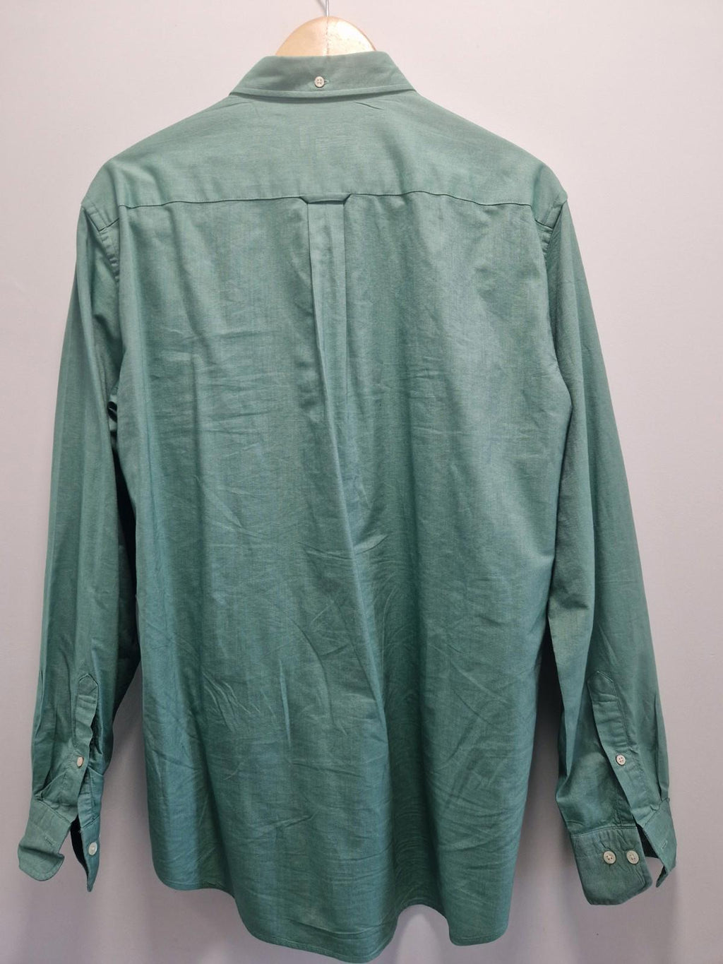Gant Mens Oxford Full Button Shirt Long Sleeve Green 100% Cotton Uk L Gc