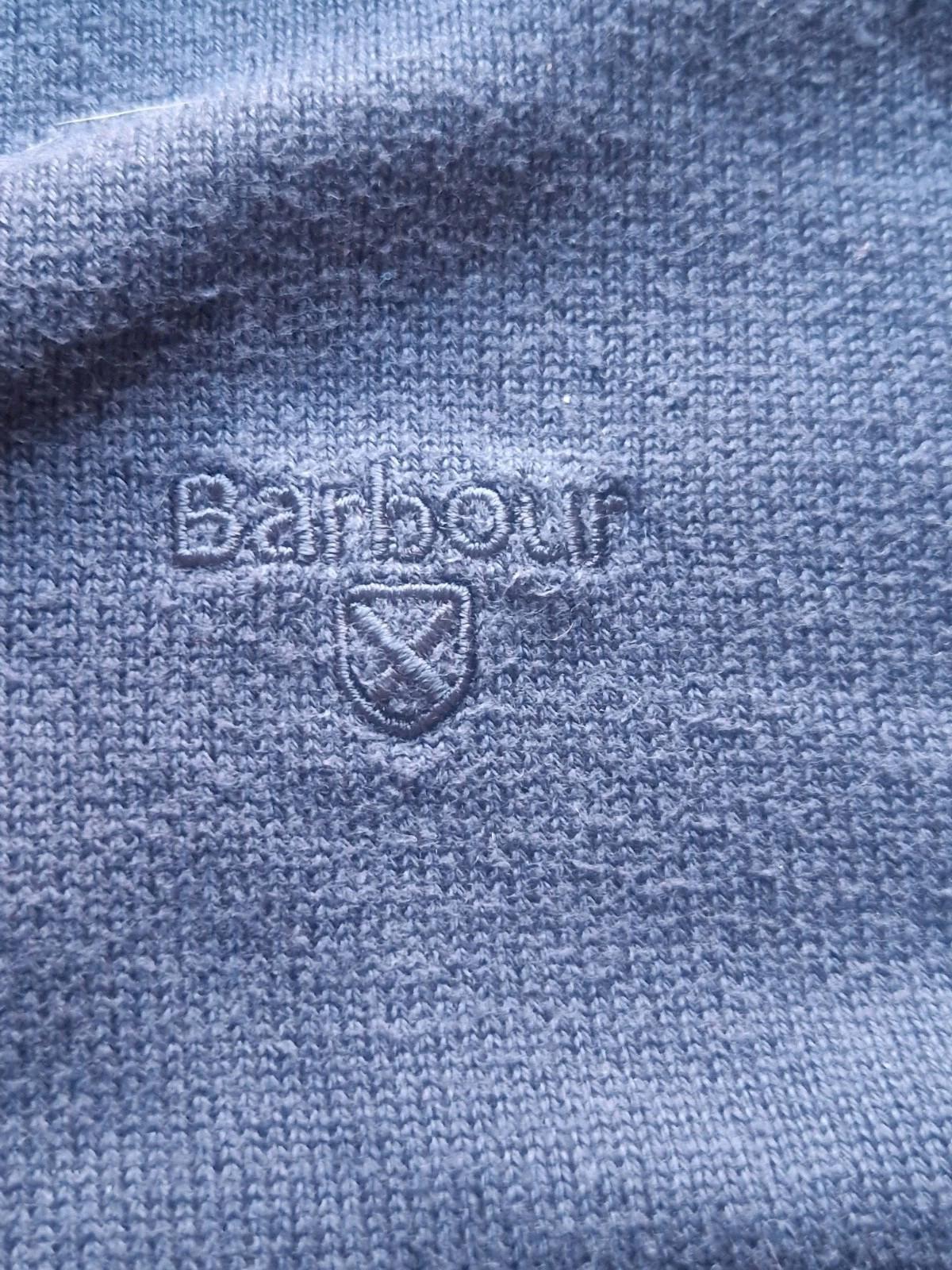 Barbour  V Neck  100% Pima Cotton  Navy Blue  Jumper Uk Xl Vgc