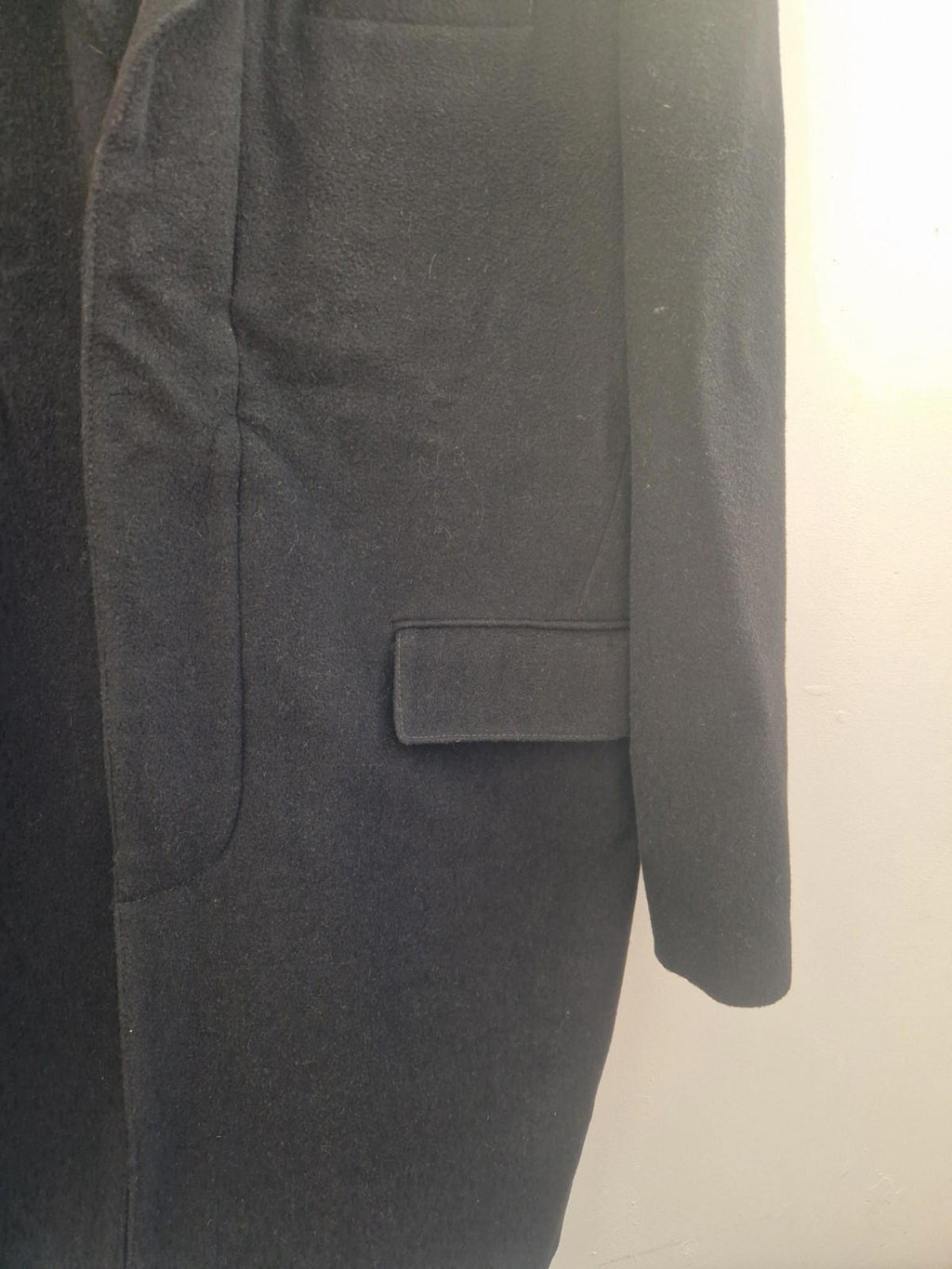 Henley & Knight Mens Black Over Coat Wool &  Cashmere  Blend Uk Size Xl  Gc