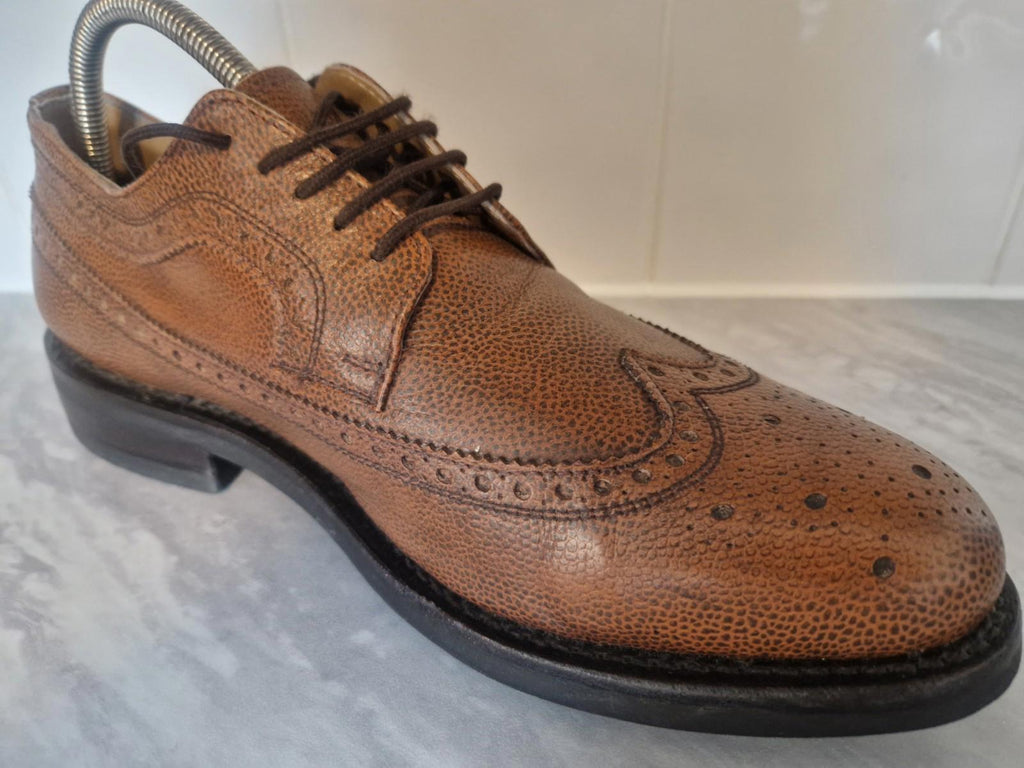 Samuel Windsor Brown Quality Grain Leather Wingtip Brogues Uk Size 8 Gc