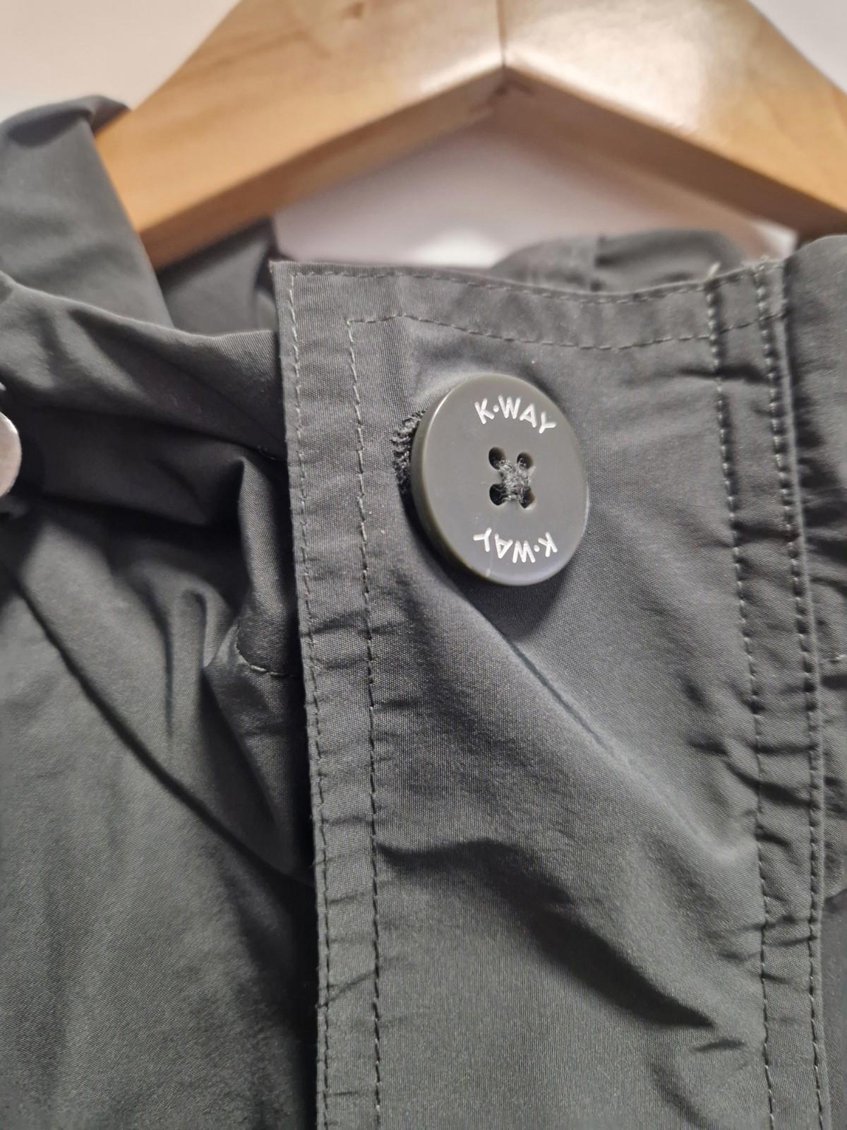 K- Way Bruno Poly Canvas Black Lightweight Hooded Packdown Jacket Uk Medium  Gc