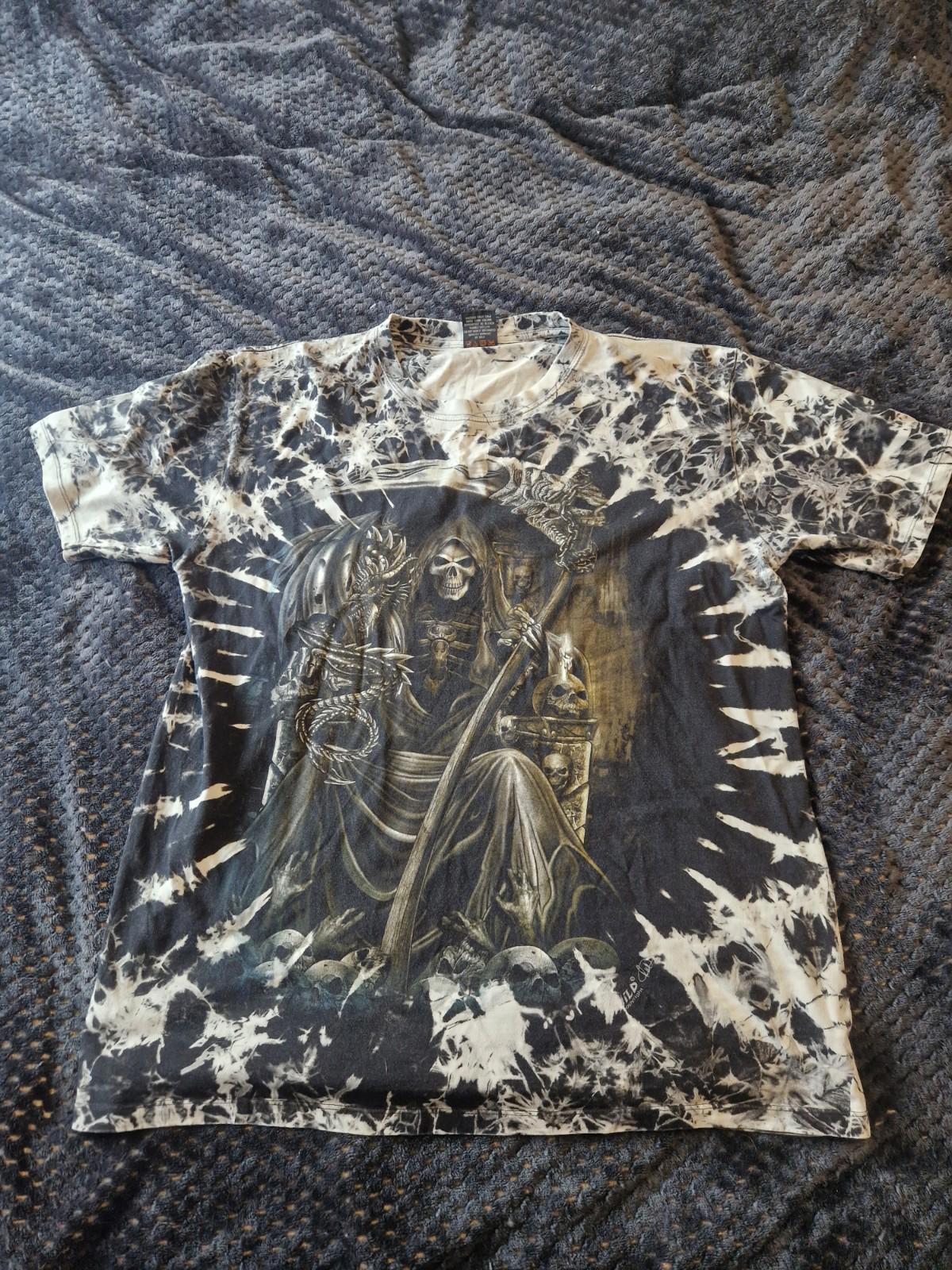 Grim Reaper Glow in the Dark Tie Dye Graphic T-Shirt Uk Size  Xl On A Wild Tag