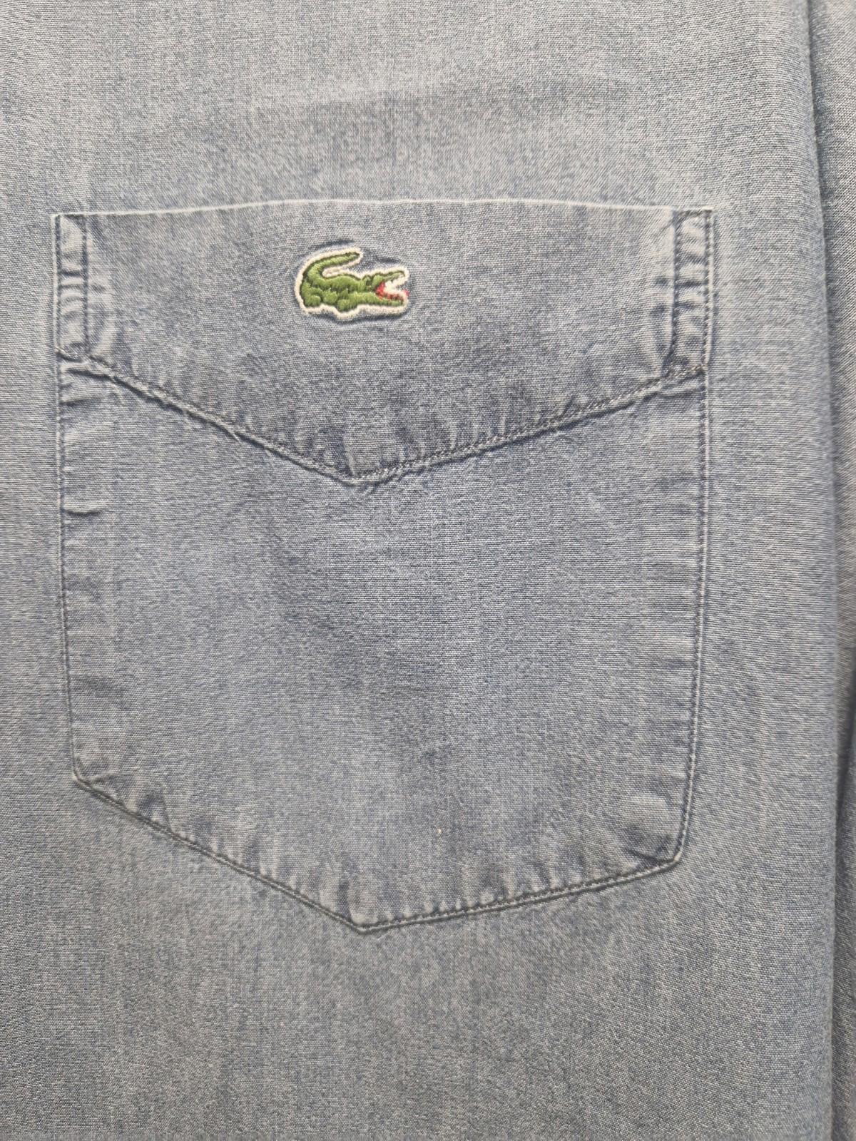 Lacoste Mens Blue Full Button Shirt 100% Cotton Size 42  Pit 2 Pit 23" Uk Xl Gc