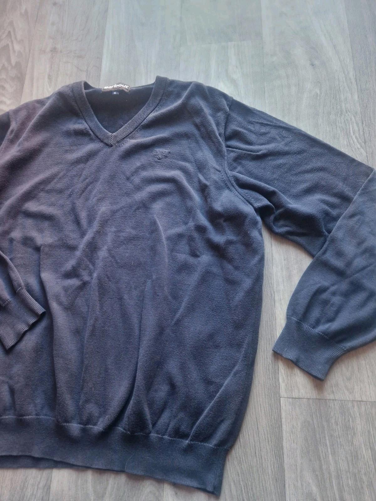 Barbour  V Neck  100% Pima Cotton  Navy Blue  Jumper Uk Xl Vgc