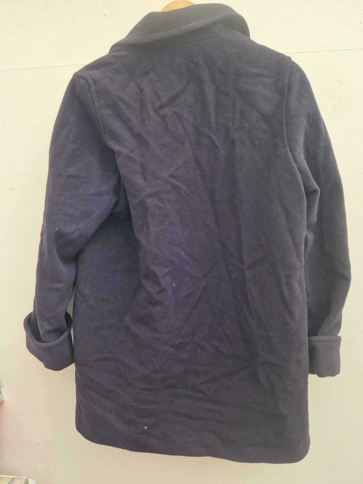 Nuage Ladies Navy Blue Wool Pea Coat Uk Size 10 Metal Buttons