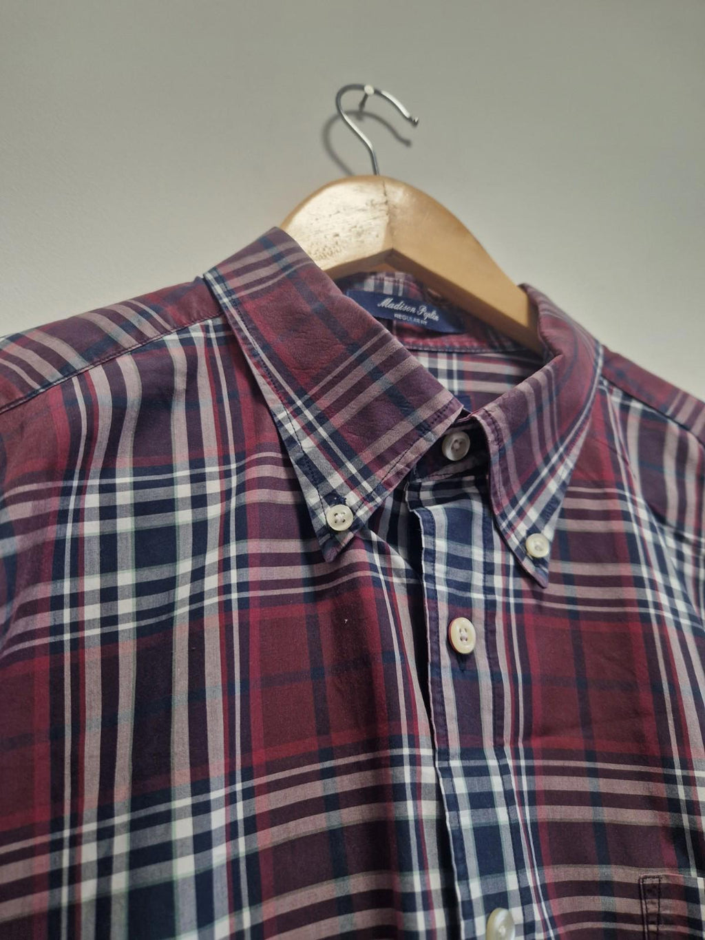 Gant Shirt Size XL Men's Check Madison Poplin Regular Fit Cotton Long Sleeve