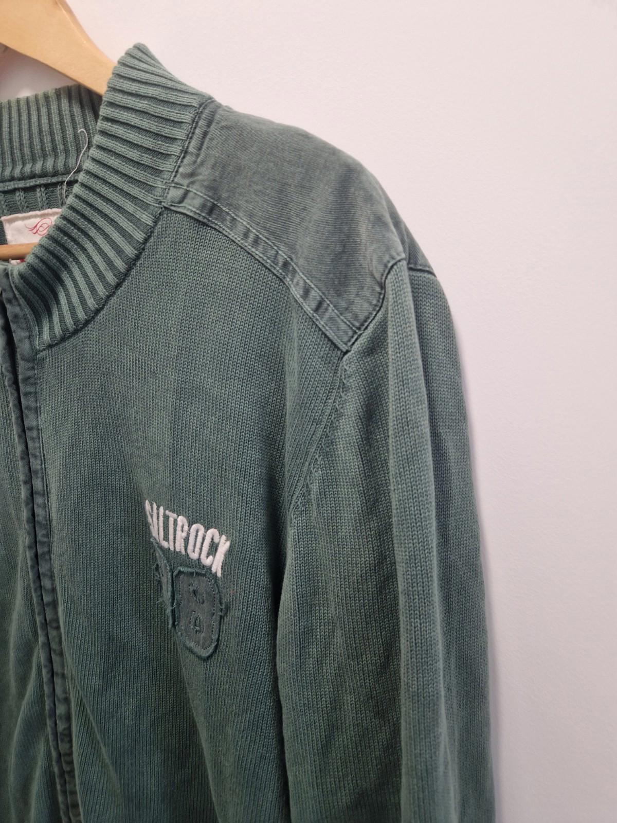 Y2k Saltrock zip-up knit sweatshirt/cardigan Green Uk Size Large 100% Cotton  Gc
